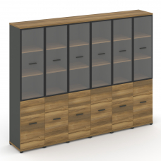 Concept Шкаф 6 узких секций, 5 ниш CN.STU-562 RPB A Сандал Янтарный/Антрацит/Металл Антрацит/Прозрач