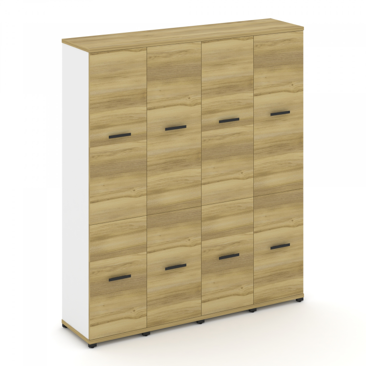 Concept Шкаф 4 узкие секции, 5 ниш CN.STU-542 B Дуб Винченцо/Белый Бриллиант/Металл Черный 1668*420*