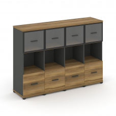 Concept Шкаф 4 узкие секции, 3 ниши CN.STU-345 RPB A Сандал Янтарный/Антрацит/Металл Антрацит/Прозра