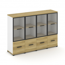 Concept Шкаф 4 узкие секции, 3 ниши CN.STU-342 RPB B Дуб Винченцо/Белый Бриллиант/Металл Черный/Проз