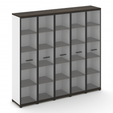 Concept Шкаф 5 узких секций, 5 ниш CN.STU-558 RPB B Дуб Мали/Белый Бриллиант/Металл Черный/Прозрачны