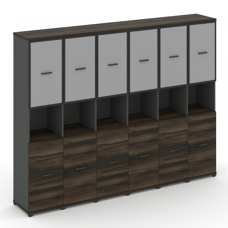 Concept Шкаф 6 узких секций, 5 ниш CN.STU-563 RMB A Дуб Мали/Антрацит/Металл Антрацит/Сатин 2500*420