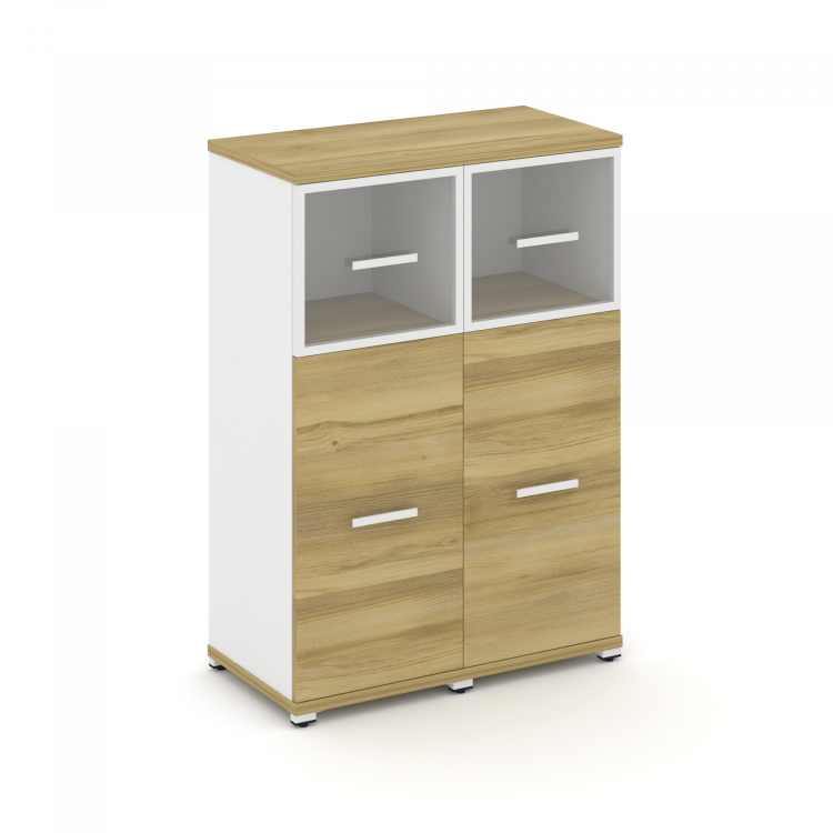 Concept Шкаф 2 узкие секции, 3 ниши CN.STU-324 RPW W Дуб Винченцо/Белый Бриллиант/Металл Белый/Прозр