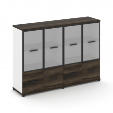 Concept Шкаф 2 широкие секции, 3 ниши CN.STS-322 RMB B Дуб Мали/Белый Бриллиант/Металл Черный/Сатин