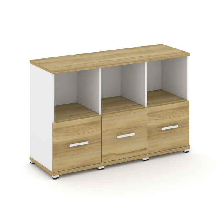 Concept Шкаф 3 узкие секции, 2 ниши CN.STU-231 W Дуб Винченцо/Белый Бриллиант/Металл Белый 1252*420*