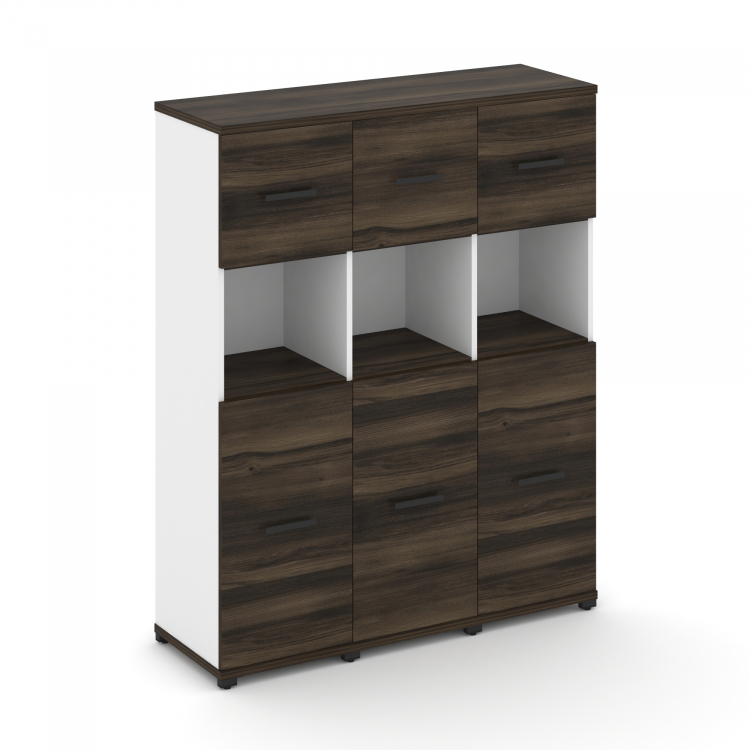 Concept Шкаф 3 узкие секции, 4 ниши CN.STU-435 B Дуб Мали/Белый Бриллиант/Металл Черный 1252*420*155