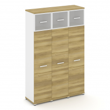 Concept Шкаф 3 узкие секции, 5 ниш CN.STU-537 RMW W Дуб Винченцо/Белый Бриллиант/Металл Белый/Сатин