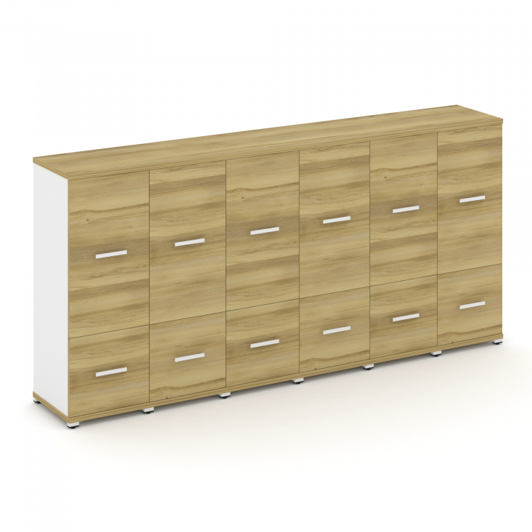 Concept Шкаф 6 узких секций, 3 ниши CN.STU-362 W Дуб Винченцо/Белый Бриллиант/Металл Белый 2500*420*