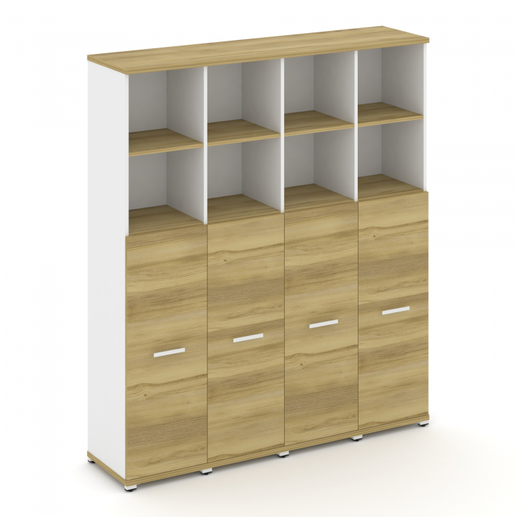 Concept Шкаф 4 узкие секции, 5 ниш CN.STU-544 W Дуб Винченцо/Белый Бриллиант/Металл Белый 1668*420*1