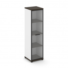 Concept Шкаф 1 узкая секция, 4 ниши CN.STU-416 RPB B Дуб Мали/Белый Бриллиант/Металл Черный/Прозрачн