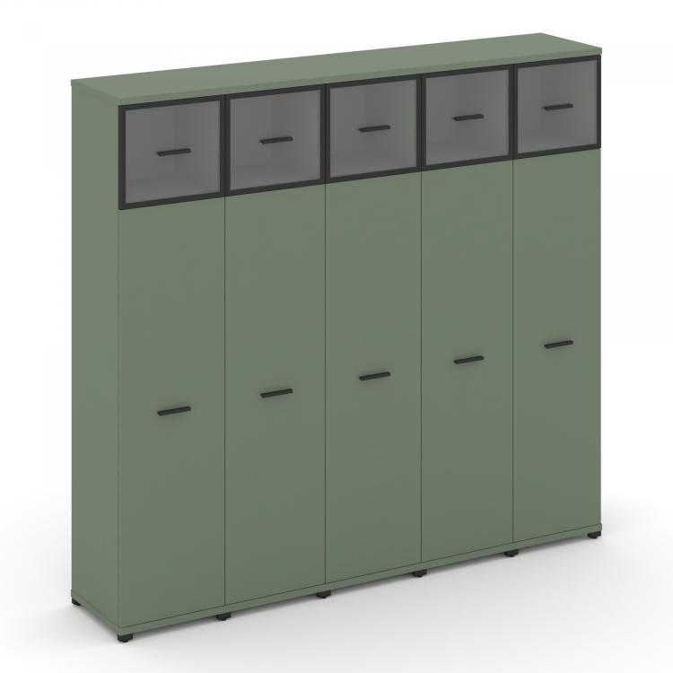 Concept Шкаф 5 узких секций, 5 ниш CN.STU-557 RP B Кобо/Металл Черный/Прозрачный 2084*420*1922