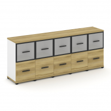 Concept Шкаф 5 узких секций, 2 ниши CN.STU-252 RMB B Дуб Винченцо/Белый Бриллиант/Металл Черный/Сати