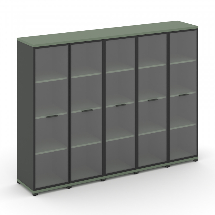 Concept Шкаф 5 узких секций, 4 ниши CN.STU-456 RPB A Кобо/Антрацит/Металл Антрацит/Прозрачный 2084*4