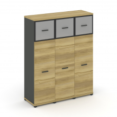 Concept Шкаф 3 узкие секции, 4 ниши CN.STU-434 RMB A Дуб Винченцо/Антрацит/Металл Антрацит/Сатин 125