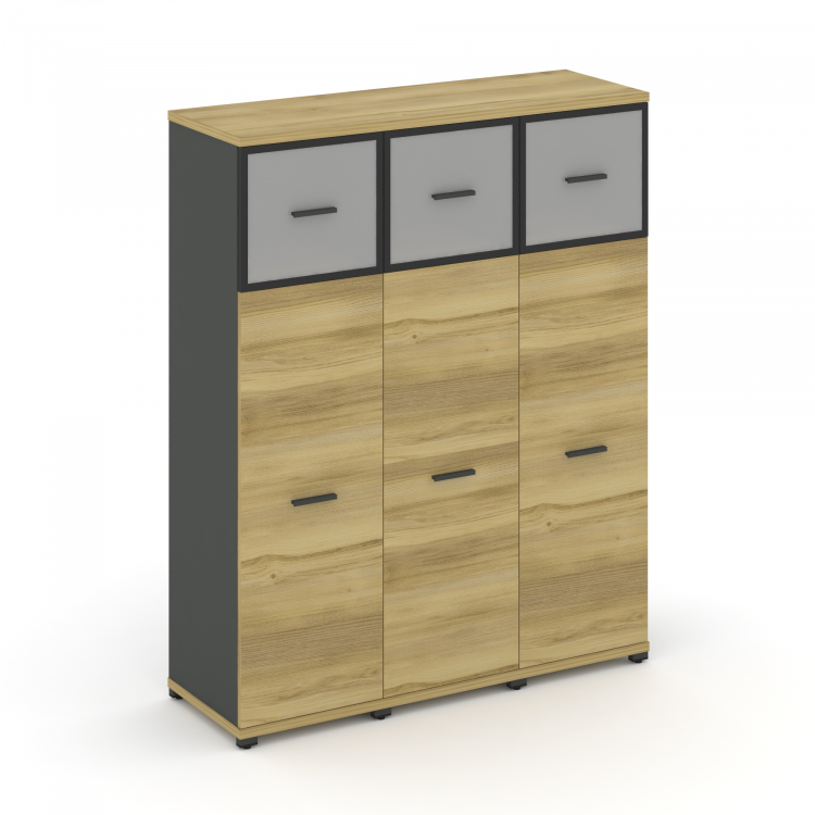 Concept Шкаф 3 узкие секции, 4 ниши CN.STU-434 RMB A Дуб Винченцо/Антрацит/Металл Антрацит/Сатин 125