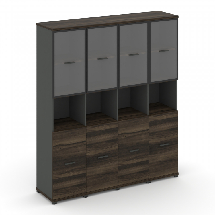 Concept Шкаф 4 узкие секции, 5 ниш CN.STU-543 RPB A Дуб Мали/Антрацит/Металл Антрацит/Прозрачный 16