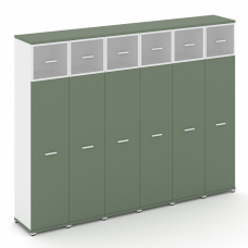 Concept Шкаф 6 узких секций, 5 ниш CN.STU-567 RMW W Кобо/Белый Бриллиант/Металл Белый/Сатин 2500*420