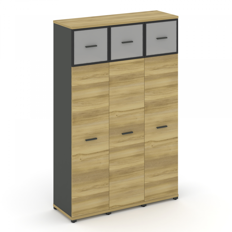 Concept Шкаф 3 узкие секции, 5 ниш CN.STU-537 RMB A Дуб Винченцо/Антрацит/Металл Антрацит/Сатин 1252