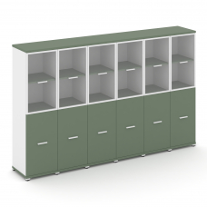 Concept Шкаф 6 узких секций, 4 ниши CN.STU-462 RPW W Кобо/Белый Бриллиант/Металл Белый/Прозрачный 25