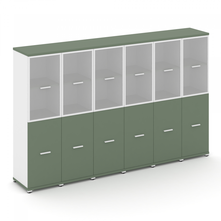 Concept Шкаф 6 узких секций, 4 ниши CN.STU-462 RMW W Кобо/Белый Бриллиант/Металл Белый/Сатин 2500*42