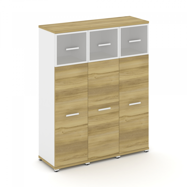 Concept Шкаф 3 узкие секции, 4 ниши CN.STU-434 RMW W Дуб Винченцо/Белый Бриллиант/Металл Белый/Сатин