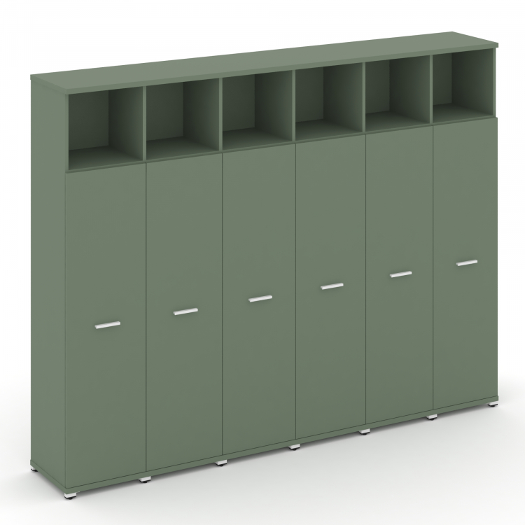 Concept Шкаф 6 узких секций, 5 ниш CN.STU-566 W Кобо/Металл Белый 2500*420*1922