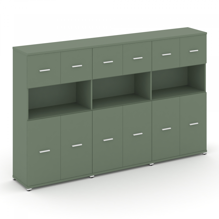 Concept Шкаф 3 широкие секции, 4 ниши CN.STS-435 W Кобо/Металл Белый 2500*420*1554