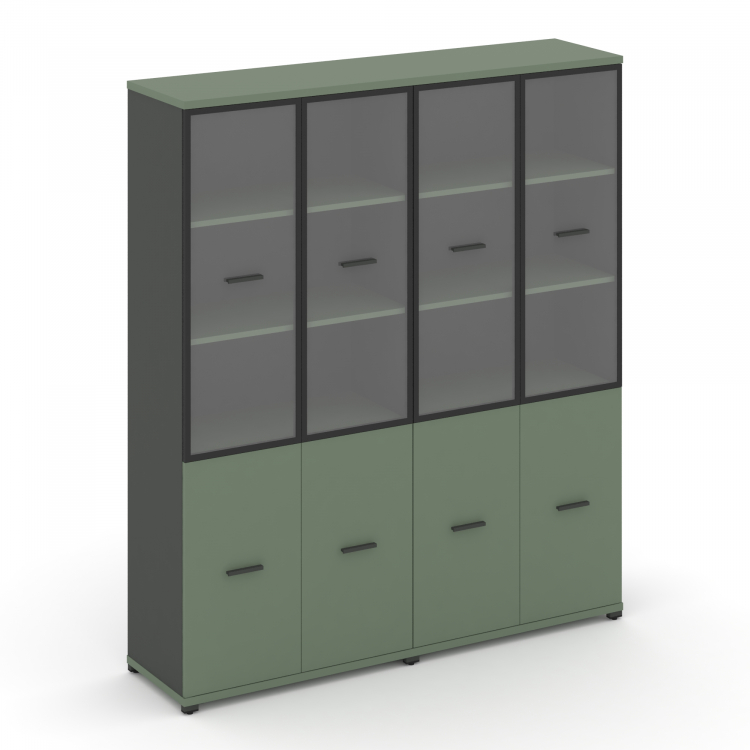 Concept Шкаф 2 широкие секции, 5 ниш CN.STS-522 RPB A Кобо/Антрацит/Металл Антрацит/Прозрачный 1668*