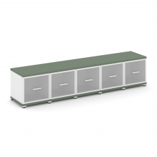 Concept Шкаф 5 узких секций, 1 ниша CN.STU-153 RMW W Кобо/Белый Бриллиант/Металл Белый/Сатин 2084*42