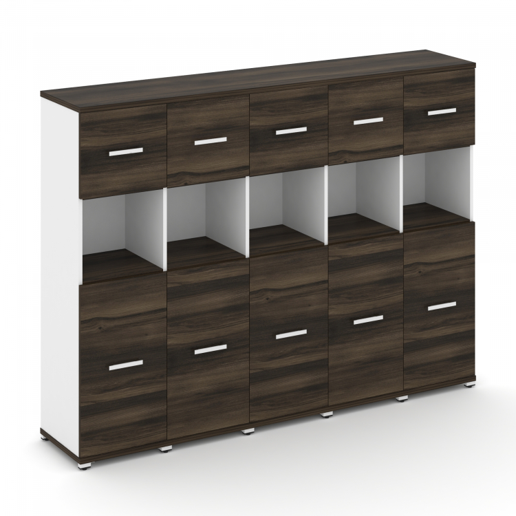 Concept Шкаф 5 узких секций, 4 ниши CN.STU-455 W Дуб Мали/Белый Бриллиант/Металл Белый 2084*420*1554