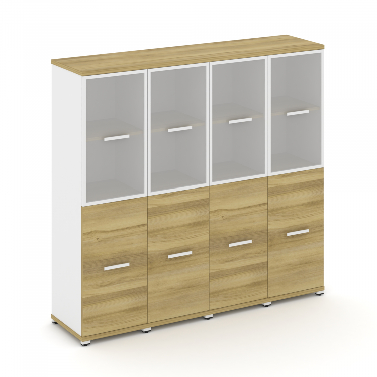 Concept Шкаф 4 узкие секции, 4 ниши CN.STU-442 RMW W Дуб Винченцо/Белый Бриллиант/Металл Белый/Сати