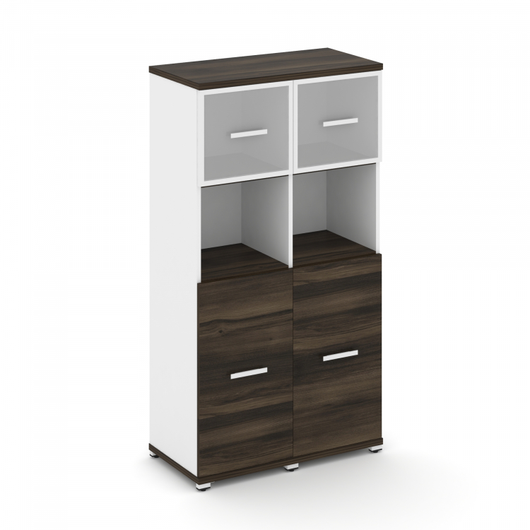 Concept Шкаф 2 узкие секции, 4 ниши CN.STU-425 RMW W Дуб Мали/Белый Бриллиант/Металл Белый/Сатин 836