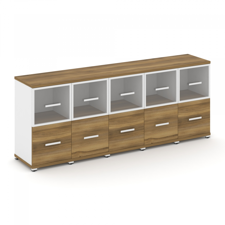 Concept Шкаф 5 узких секций, 2 ниши CN.STU-252 RPW W Сандал Янтарный/Белый Бриллиант/Металл Белый/Пр