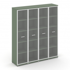 Concept Шкаф 4 узкие секции, 5 ниш CN.STU-548 RPW W Кобо/Металл Белый/Прозрачный 1668*420*1922