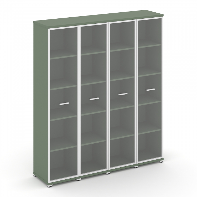 Concept Шкаф 4 узкие секции, 5 ниш CN.STU-548 RPW W Кобо/Металл Белый/Прозрачный 1668*420*1922