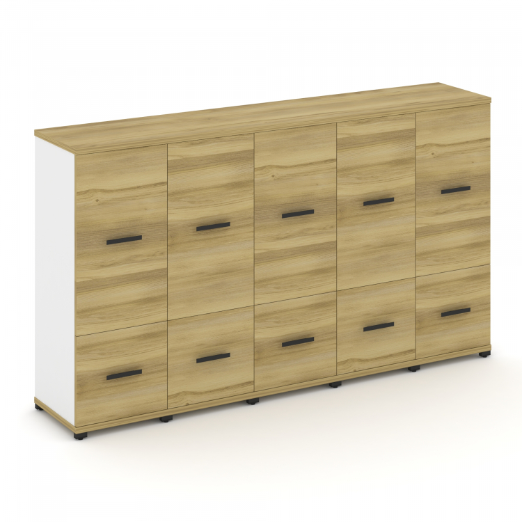 Concept Шкаф 5 узких секций, 3 ниши CN.STU-352 B Дуб Винченцо/Белый Бриллиант/Металл Черный 2084*420