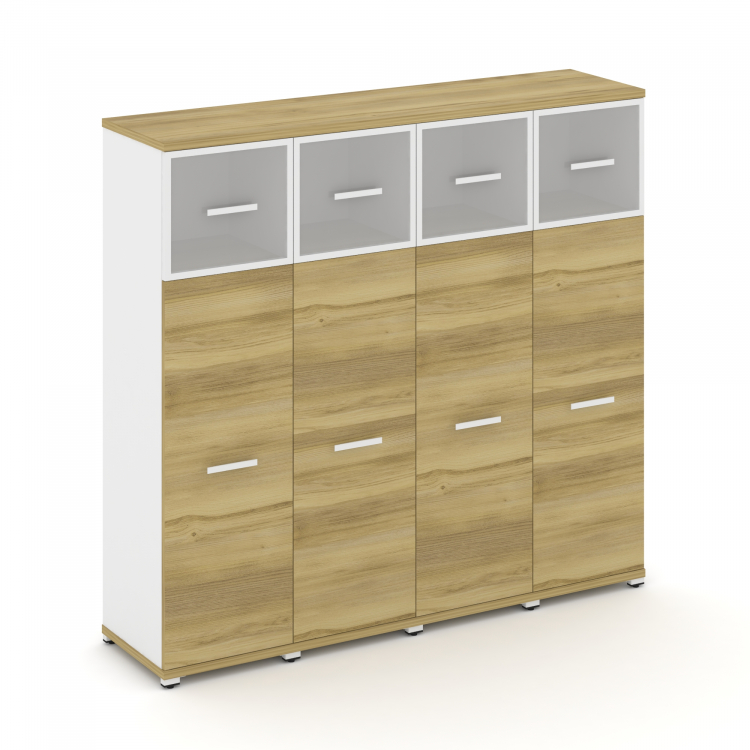 Concept Шкаф 4 узкие секции, 4 ниши CN.STU-444 RMW W Дуб Винченцо/Белый Бриллиант/Металл Белый/Сатин