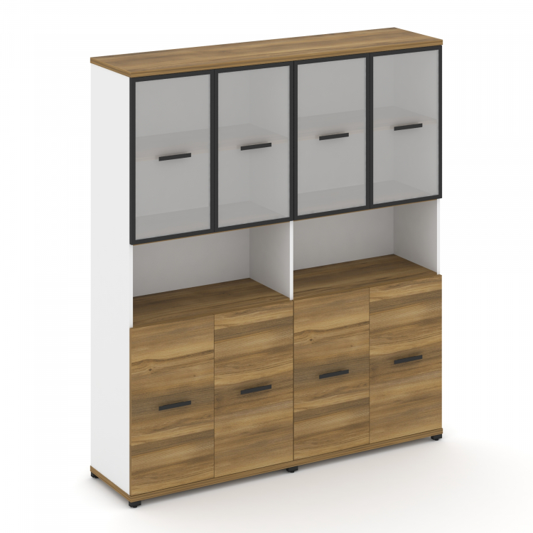 Concept Шкаф 2 широкие секции, 5 ниш CN.STS-523 RMB B Сандал Янтарный/Белый Бриллиант/Металл Черный/