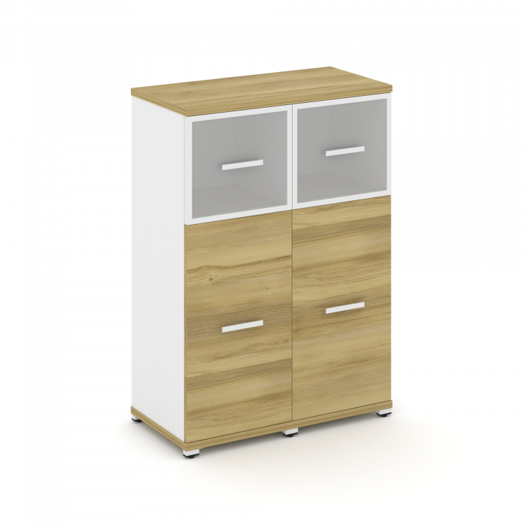 Concept Шкаф 2 узкие секции, 3 ниши CN.STU-324 RMW W Дуб Винченцо/Белый Бриллиант/Металл Белый/Сатин