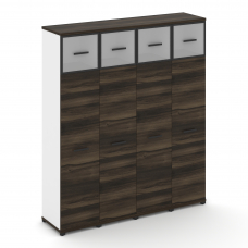 Concept Шкаф 4 узкие секции, 5 ниш CN.STU-547 RMB B Дуб Мали/Белый Бриллиант/Металл Черный/Сатин 166