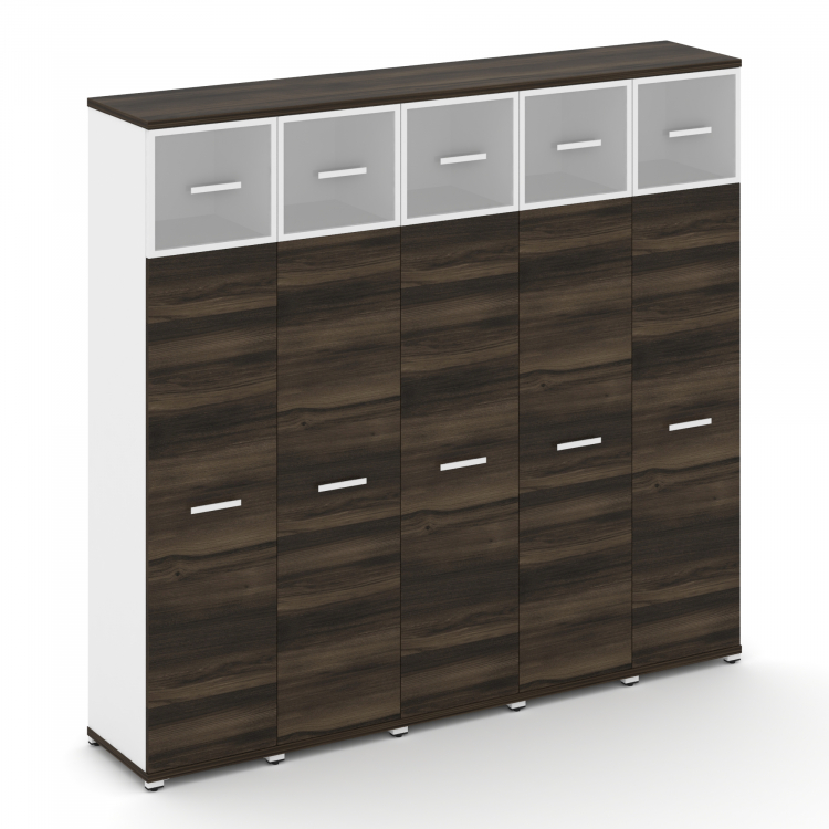 Concept Шкаф 5 узких секций, 5 ниш CN.STU-557 RMW W Дуб Мали/Белый Бриллиант/Металл Белый/Сатин 2084