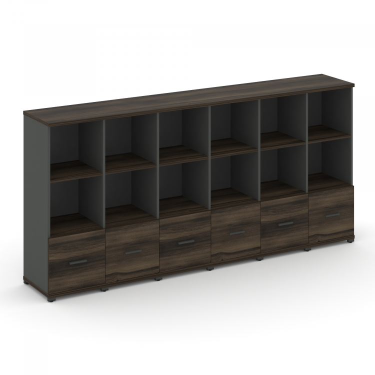 Concept Шкаф 6 узких секций, 3 ниши CN.STU-361 A Дуб Мали/Антрацит/Металл Антрацит 2500*420*1186