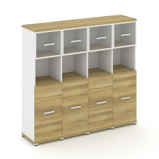 Concept Шкаф 4 узкие секции, 4 ниши CN.STU-445 RPW W Дуб Винченцо/Белый Бриллиант/Металл Белый/Прозр