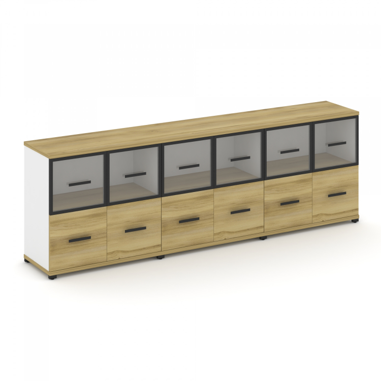 Concept Шкаф 3 широкие секции, 2 ниши CN.STS-232 RPB B Дуб Винченцо/Белый Бриллиант/Металл Черный/Пр