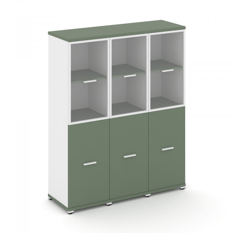 Concept Шкаф 3 узкие секции, 4 ниши CN.STU-432 RPW W Кобо/Белый Бриллиант/Металл Белый/Прозрачный 12