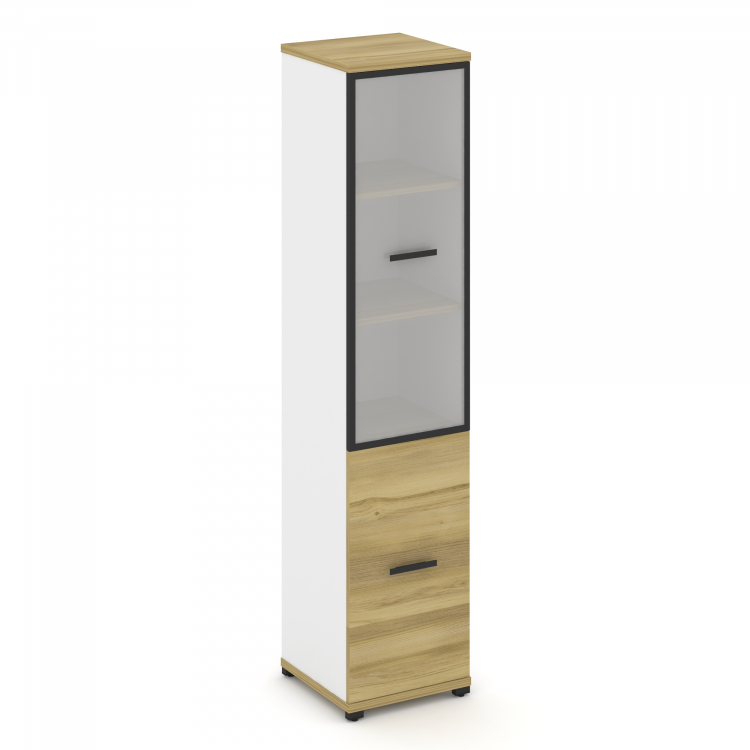 Concept Шкаф 1 узкая секция, 5 ниш CN.STU-512 RMB B Дуб Винченцо/Белый Бриллиант/Металл Черный/Сатин