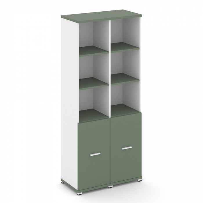 Concept Шкаф 2 узкие секции, 5 ниш CN.STU-521 W Кобо/Белый Бриллиант/Металл Белый 836*420*1922