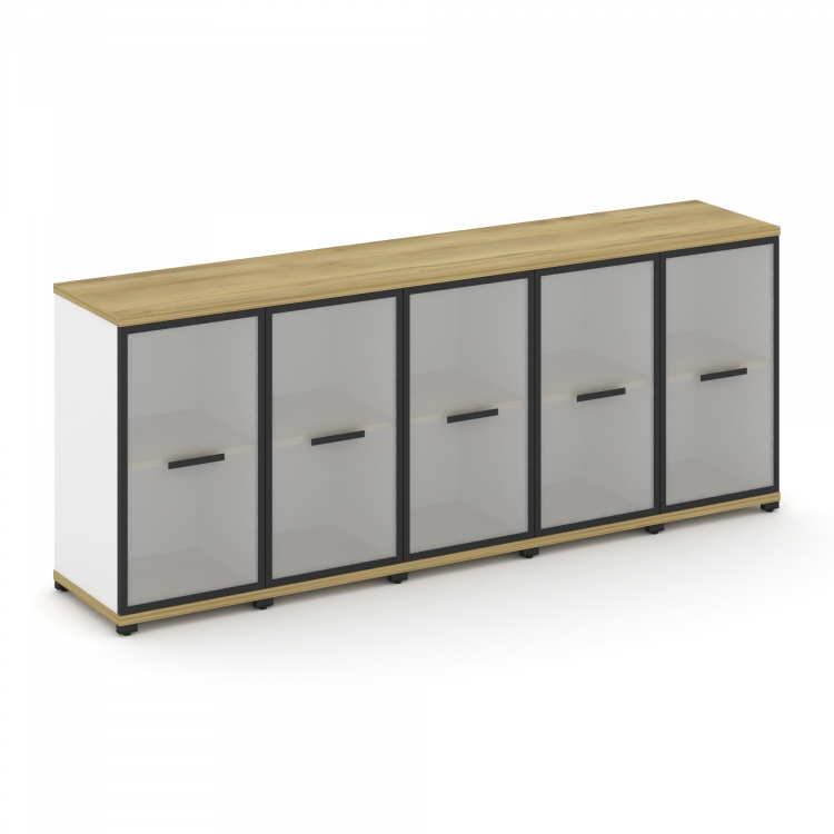 Concept Шкаф 5 узких секций, 2 ниши CN.STU-253 RMB B Дуб Винченцо/Белый Бриллиант/Металл Черный/Сати