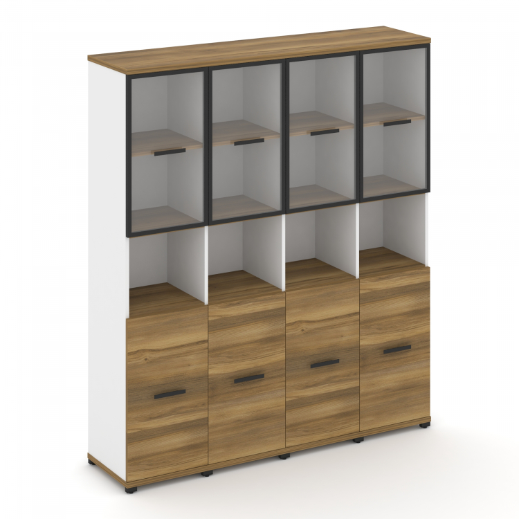 Concept Шкаф 4 узкие секции, 5 ниш CN.STU-543 RPB B Сандал Янтарный/Белый Бриллиант/Металл Черный/П