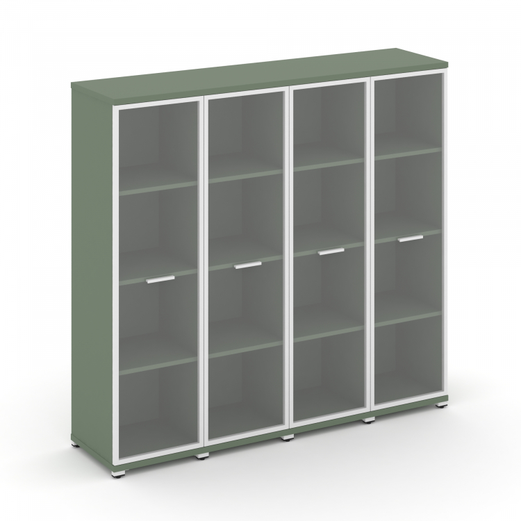 Concept Шкаф 4 узкие секции, 4 ниши CN.STU-446 RPW W Кобо/Металл Белый/Прозрачный 1668*420*1554